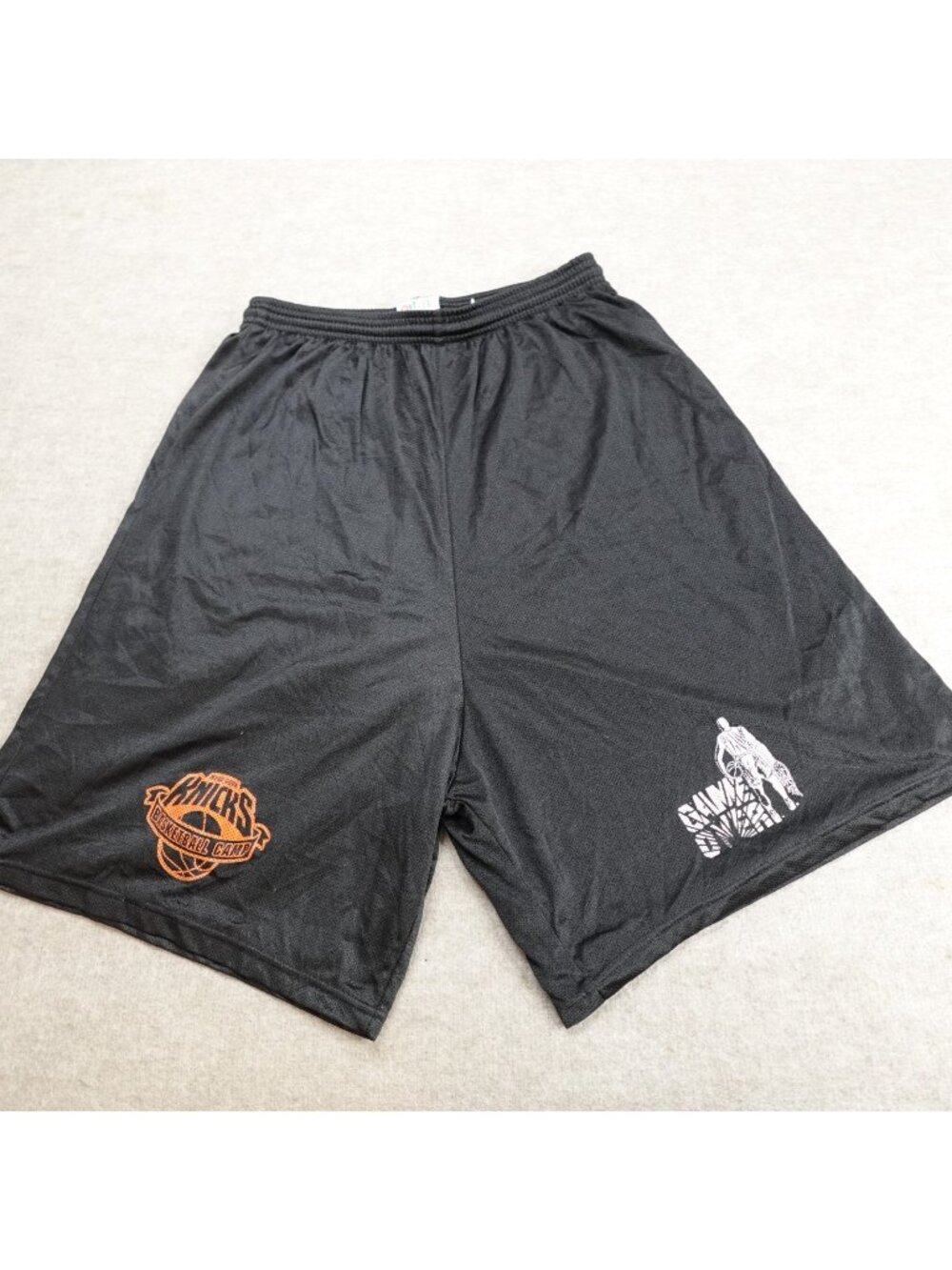 New York Knicks  Shorts Large Black Basketball Camp Omada Spartan Meshie Vintage